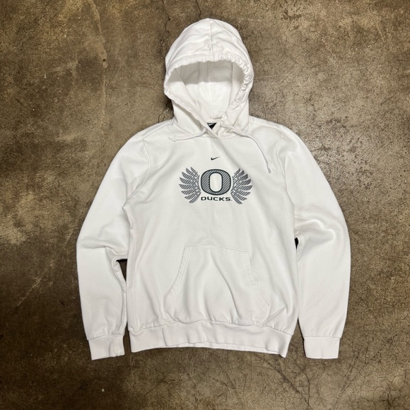 Nike Tops - Nike Womens L White Center Swoosh UofO Ducks Wing Emblem Hoodie Collegiate Fanwe